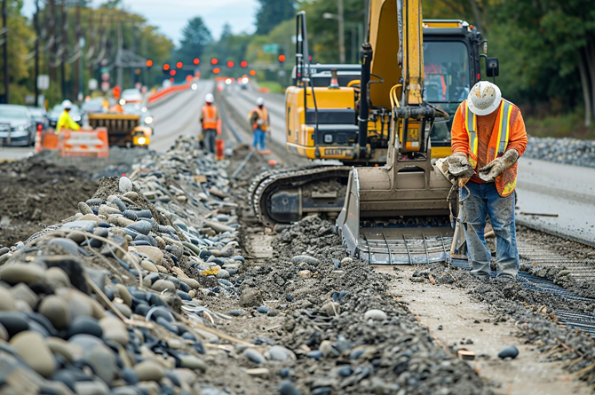 Trabajadores de Tragsa realizan obras en una carretera