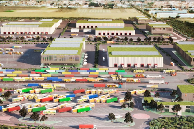 Recreación de la futural Zona de Actividades Logísticas de Murcia