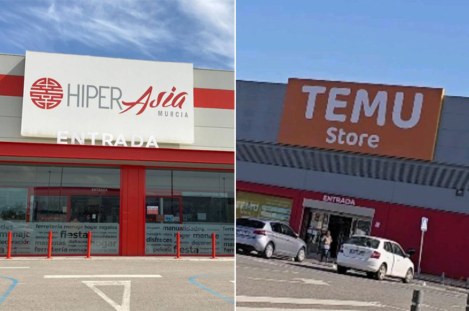A la izquierda, con la marca Híper Asia; a la derecha, ya como Temu