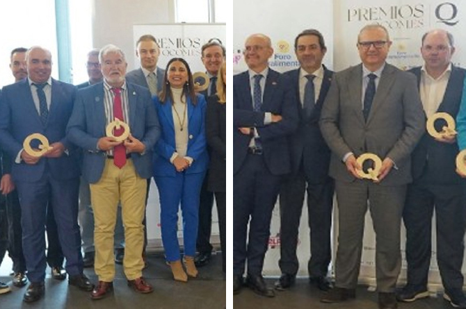 En la primera imagen, Santiago Martínez, presidente de Fecoam, junto a la consejera murciana de Agricultura, Sara Rubira. En la segunda, José Ángel Cerón, director de Comunicación de El Pozo