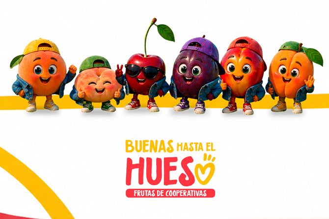 Versi&oacute;n dibujada y animada de distintos tipos de frutas de hueso