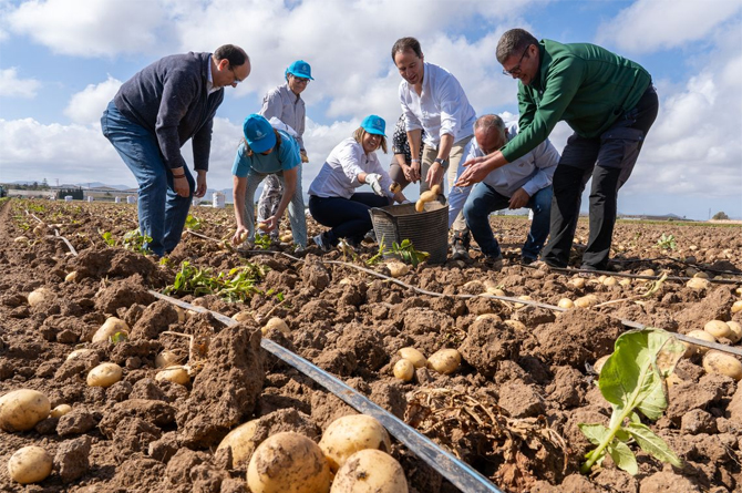 La alcaldesa de Cartagena ha participado en un acto que da inicio a la campa&ntilde;a de recogida de la patata del Campo de Cartagena