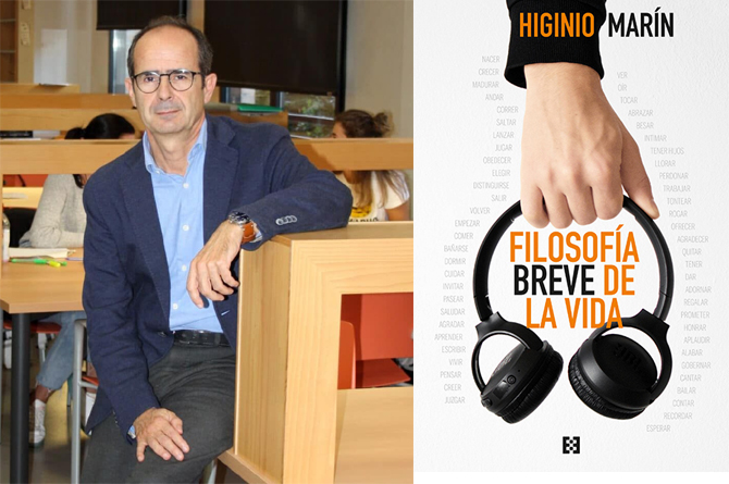 El doctor en Filosof&iacute;a Higinio Mar&iacute;n. A la derecha, portada de su &uacute;ltimo libro: 'Filosof&iacute;a breve de la vida'