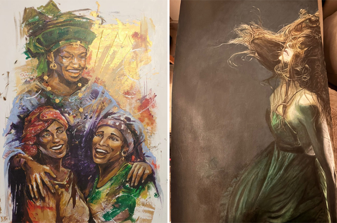 Dos de las obras de arte subastadas durante la velada