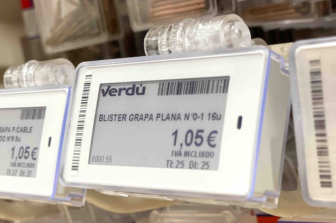 Ejemplo de las nuevas etiquetas digitales de la ferretera