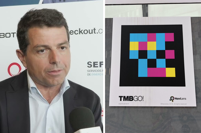Lorenzo Campos, a la izquierda A la derecha, uno de los códigos que elabora NaviLens