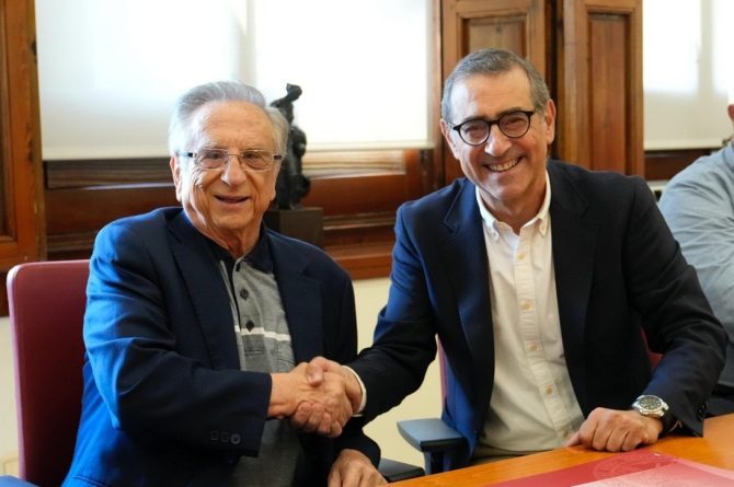 Tomás Fuertes, presidente de Grupo Fuertes y José Luján, rector de la Universidad de Murcia