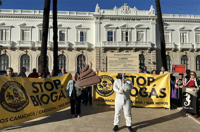 Imagen de una de las protestas contra la planta de biogas en Los Camachos