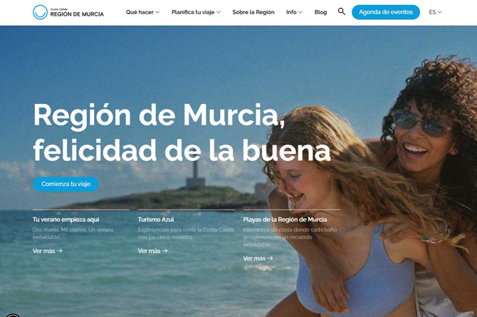 La web de Turismo se consolida como el mayor escaparate de la Región