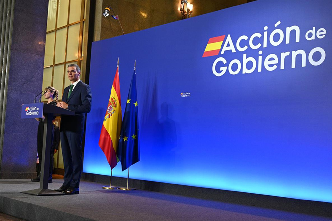 Pedro Sánchez, este miércoles, en el Instituto Cervantes