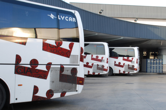 Autocares en la Estación de Autobuses de Murcia