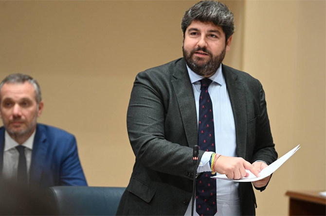 El presidente López Miras, hoy en la Asamblea Regional