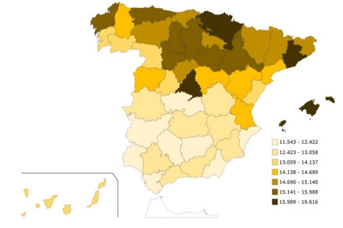 Renta media anual per cápita (2023)