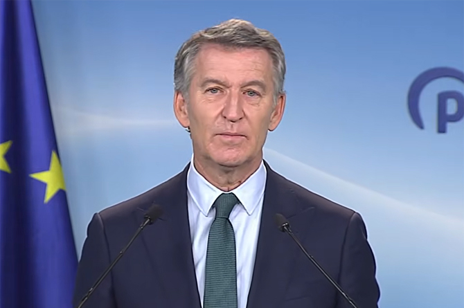 Núñez Feijóo compareció hoy en la sede nacional del partido en Madrid Núñez Feijóo compareció hoy en la sede nacional del partido en Madrid