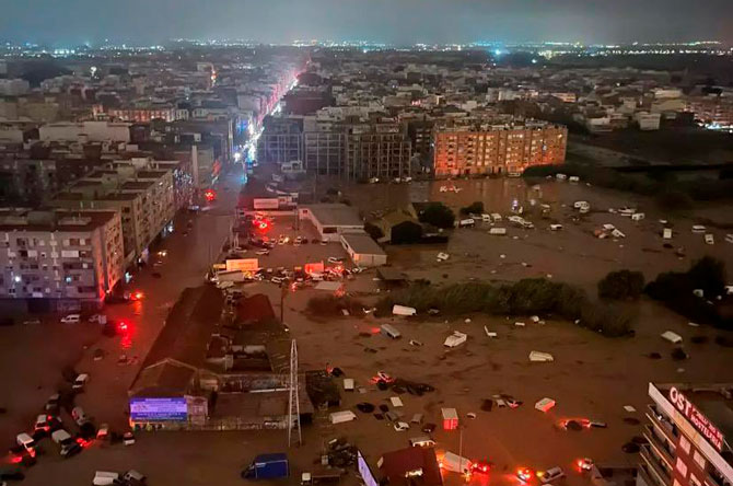 Imagen de una de las poblaciones inundadas tras las fuertes lluvias