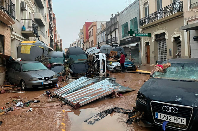 Una calle afectada por la riada